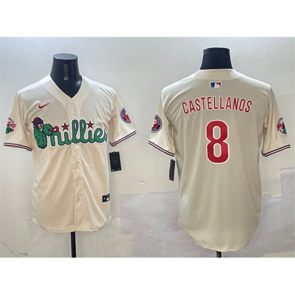 Philadelphia Phillies #8 Nick Castellanos Cream Phanatic Limited Stitched Jersey
