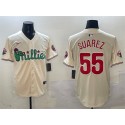 Philadelphia Phillies #55 Ranger Suárez Cream Phanatic Limited Stitched Jersey