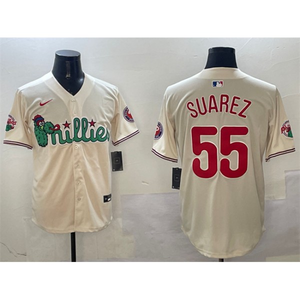 Philadelphia Phillies #55 Ranger Suárez Cream Phanatic Limited Stitched Jersey