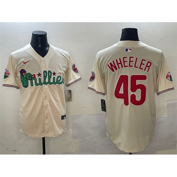 Philadelphia Phillies #45 Zack Wheeler Cream Phanatic Limited Stitched Jersey