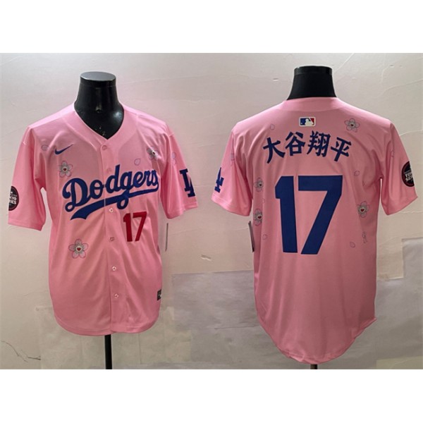 Los Angeles Dodgers #17 大谷翔平 Pink 2025 Tokyo Series Limited Stitched Jersey