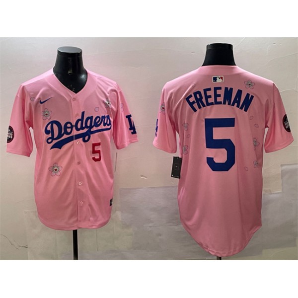 Los Angeles Dodgers #5 Freddie Freeman Pink 2025 Tokyo Series Limited Stitched Jersey