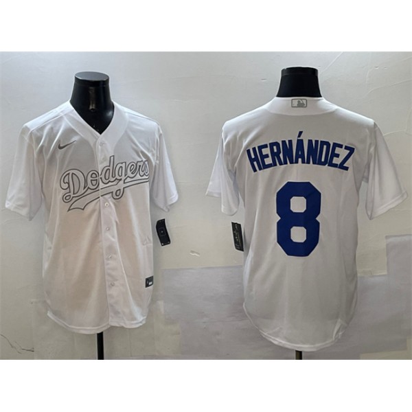 Los Angeles Dodgers #8 Enrique Hernández White Fashion Cool Base Stitched Jersey
