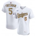 Los Angeles Dodgers #5 Freddie Freeman White 2025 Gold Collection Elite Stitched Jersey