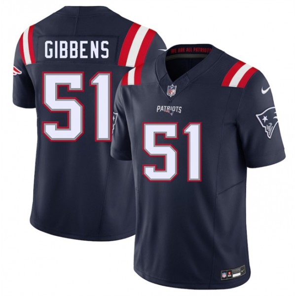 New England Patriots #51 Jack Gibbens Navy 2025 F.U.S.E. Vapor Limited Stitched Jersey