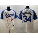 Los Angeles Dodgers #34 Fernando Valenzuela White Royal 2025 Tokyo Series Limited Stitched Jersey