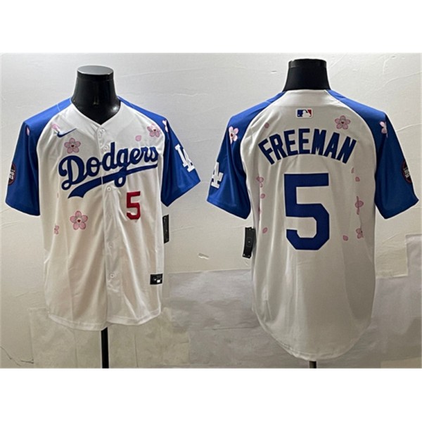 Los Angeles Dodgers #5 Freddie Freeman White Royal 2025 Tokyo Series Limited Stitched Jersey
