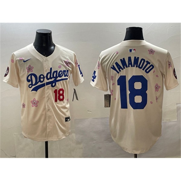 Los Angeles Dodgers #18 Yoshinobu Yamamoto Cream 2025 Tokyo Series Limited Stitched Jersey