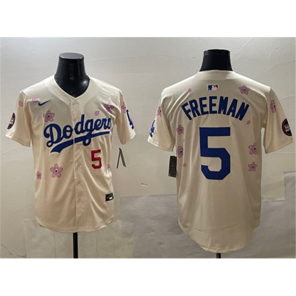 Los Angeles Dodgers #5 Freddie Freeman Cream 2025 Tokyo Series Limited Stitched Jersey