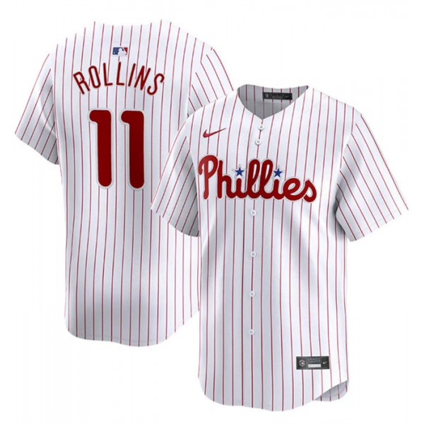 Philadelphia Phillies #11 Jimmy Rollins White Home Limited Stitched Jersey