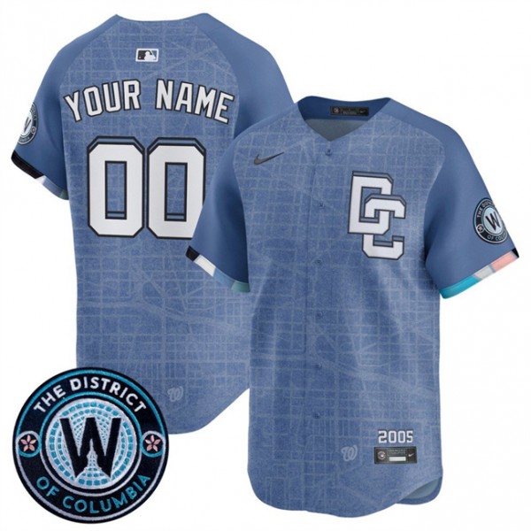 Washington Nationals Custom Blue 2025 City Connect Limited Stitched Jersey