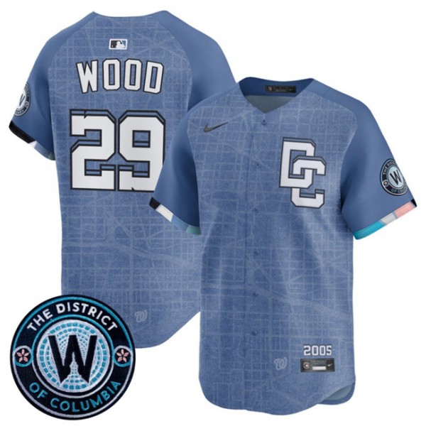 Washington Nationals #29 James Wood Blue 2025 City Connect Limited Stitched Jersey