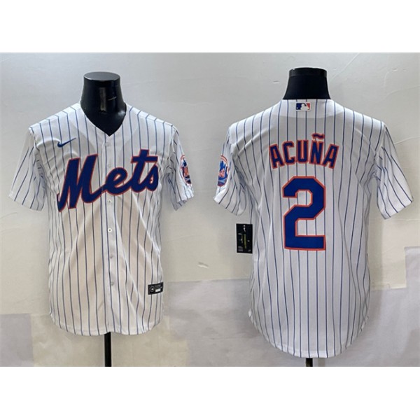 New York Mets #2 Luisangel Acuna White Cool Base Stitched Jersey