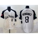 Los Angeles Dodgers #8 Enrique Hernández White Black Mexico 2025 LA Gothic Style With Fernando Patch Vapor Premier Limited Stitched Jersey