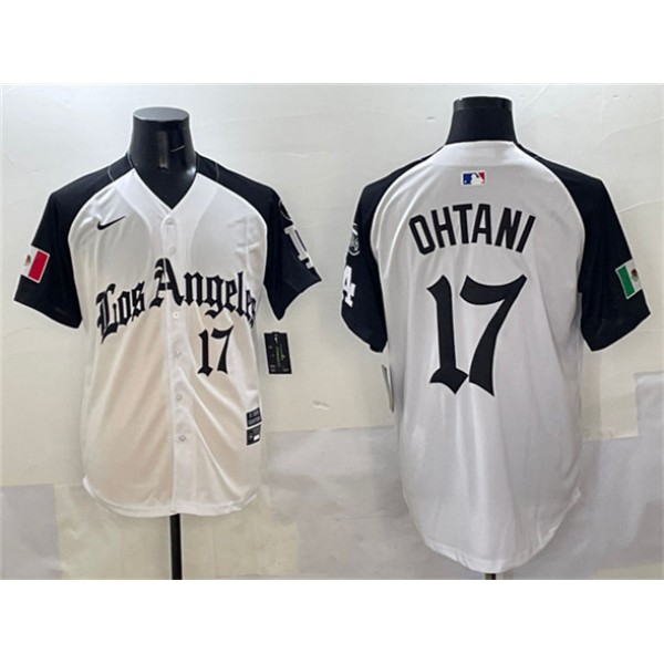 Los Angeles Dodgers #17 Shohei Ohtani White Black Mexico 2025 LA Gothic Style With Fernando Patch Vapor Premier Limited Stitched Jersey