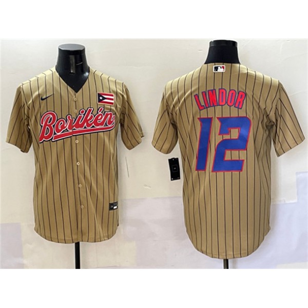Puerto Rico #12 Francisco Lindor Tan 2023 World Classic Stitched Jersey
