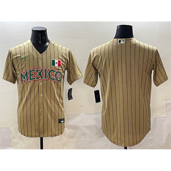 Mexico Blank Tan 2023 World Classic Stitched Jersey