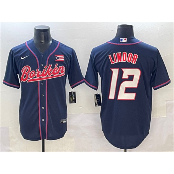 Puerto Rico #12 Francisco Lindor Navy 2023 World Classic Stitched Jersey