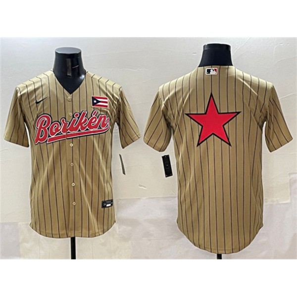 Puerto Rico Tan 2023 World Classic Team Big Logo Stitched Jersey