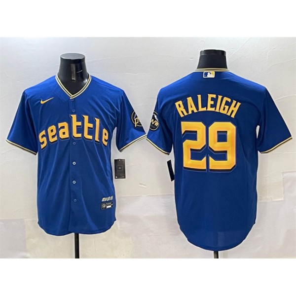 Seattle Mariners #29 Cal Raleigh Royal City Connect Cool Base Stitched Jersey