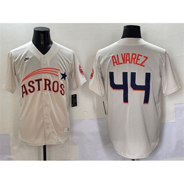 Houston Astros #44 Yordan Alvarez Cream Throwback Cooperstown Collection Limited Stitched Jersey