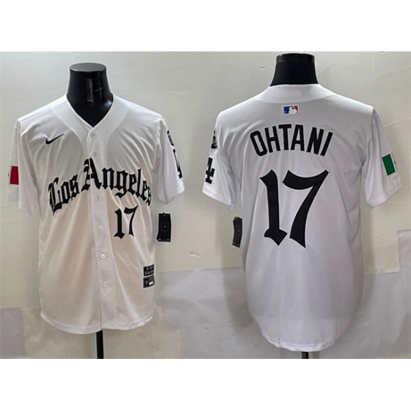 Los Angeles Dodgers #17 Shohei Ohtani White Mexico 2025 LA Gothic Style With Fernando Patch Vapor Premier Limited Stitched Jersey