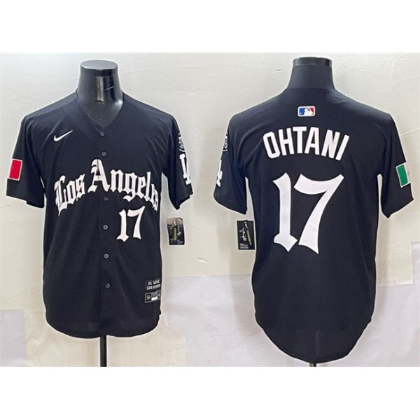 Los Angeles Dodgers #17 Shohei Ohtani Black Mexico 2025 LA Gothic Style With Fernando Patch Vapor Premier Limited Stitched Jersey