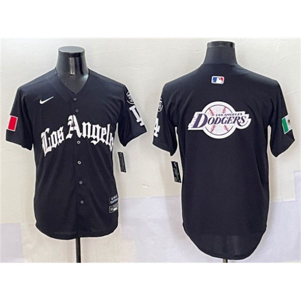 Los Angeles Dodgers Team Big Logo Black Mexico 2025 LA Gothic Style With Fernando Patch Vapor Premier Limited Stitched Jersey