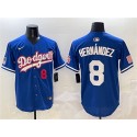 Los Angeles Dodgers #8 Enrique Hernández Royal With American Flag Patch Limited Stitched Jersey