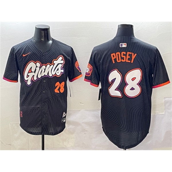 San Francisco Giants #28 Buster Posey Anthracite 2025 City Connect Limited Stitched Jersey