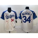 Los Angeles Dodgers #34 Fernando Valenzuela White Royal 2025 Tokyo Series Limited Stitched Jersey