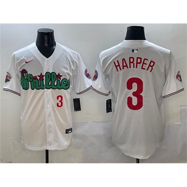 Philadelphia Phillies #3 Bryce Harper White Phanatic Limited Stitched Jersey