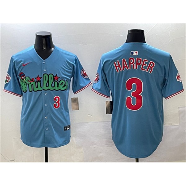 Philadelphia Phillies #3 Bryce Harper Light Blue Phanatic Limited Stitched Jersey