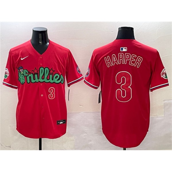 Philadelphia Phillies #3 Bryce Harper Red Phanatic Limited Stitched Jersey