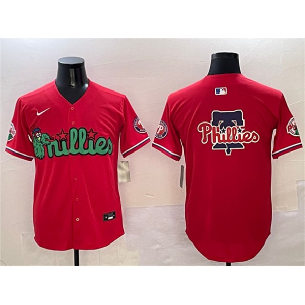 Philadelphia Phillies Team Big Logo Red Phanatic Limited Stitched Jersey