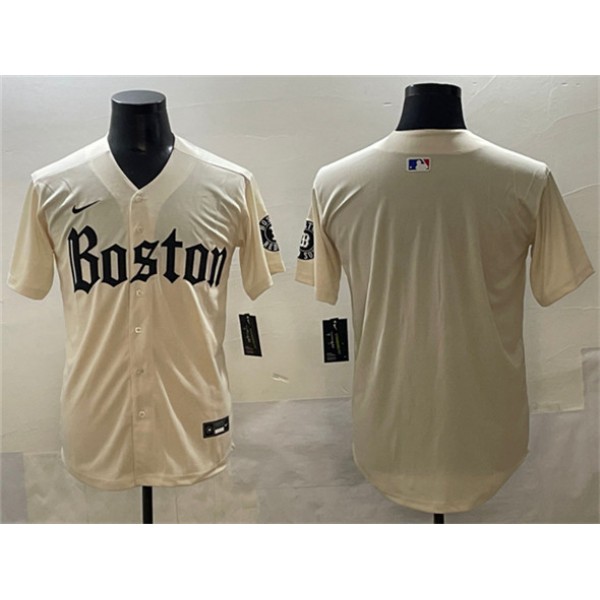 Boston Red Sox Blank Cream Gothic Vapor Limited Stitched Jersey
