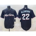 Miami Marlins #22 Sandy Alcantara Black Cool Base Stitched Jersey