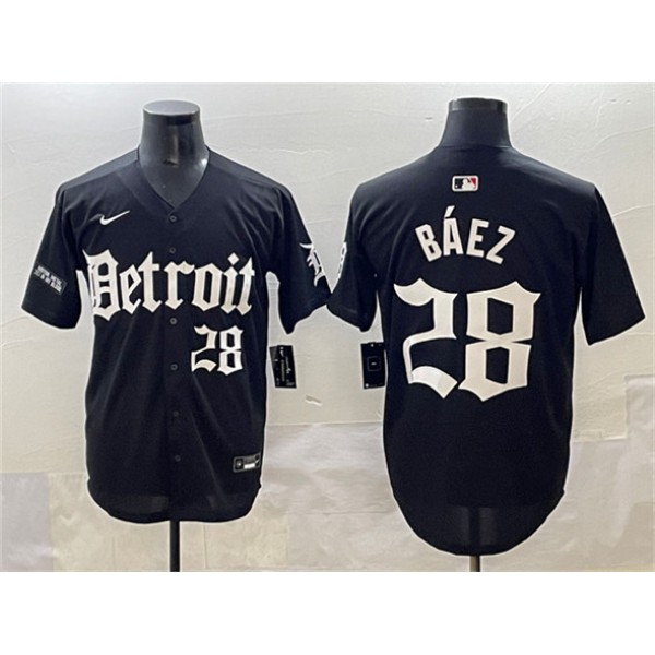Detroit Tigers #28 Javier Báez Black 'Motor Gothic Edition' Vapor Premier Limited Stitched Jersey