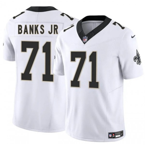 New Orleans Saints #71 Kelvin Banks Jr White 2025 Draft F.U.S.E. Vapor Limited Stitched Jersey