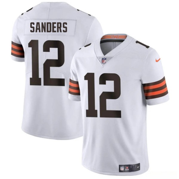 Cleveland Browns #12 Shedeur Sanders White 2025 Vapor Limited Stitched Jersey