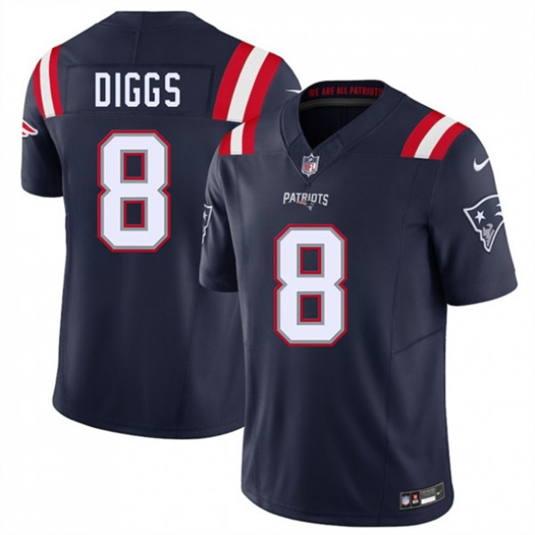 New England Patriots #8 Stefon Diggs Navy 2025 F.U.S.E. Vapor Limited Stitched Jersey