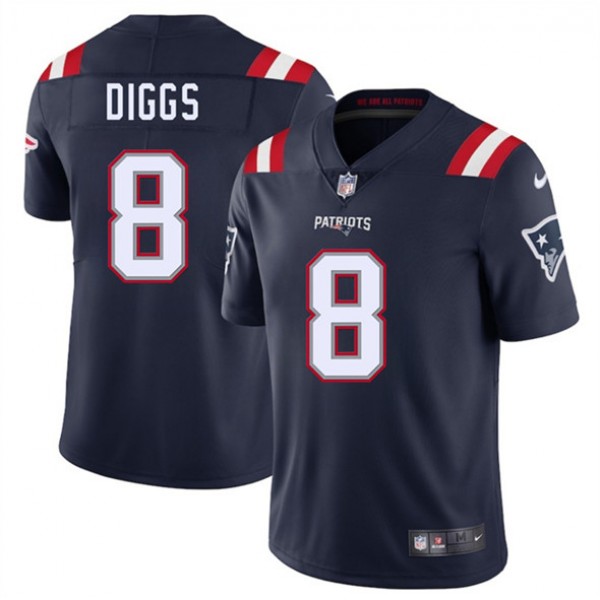 New England Patriots #8 Stefon Diggs Navy 2025 Vapor Limited Stitched Jersey