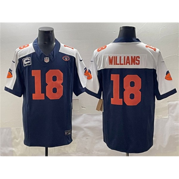Chicago Bears #18 Caleb Williams Navy White F.U.S.E. With 1-star C Patch And No. 51 Patch Throwback Stitched Jersey