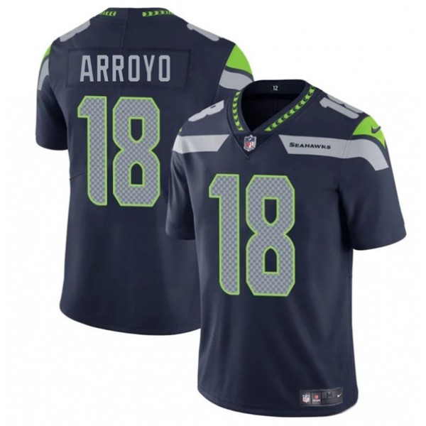 Seattle Seahawks #18 Elijah Arroyo Navy 2025 Draft Vapor Limited Stitched Jersey