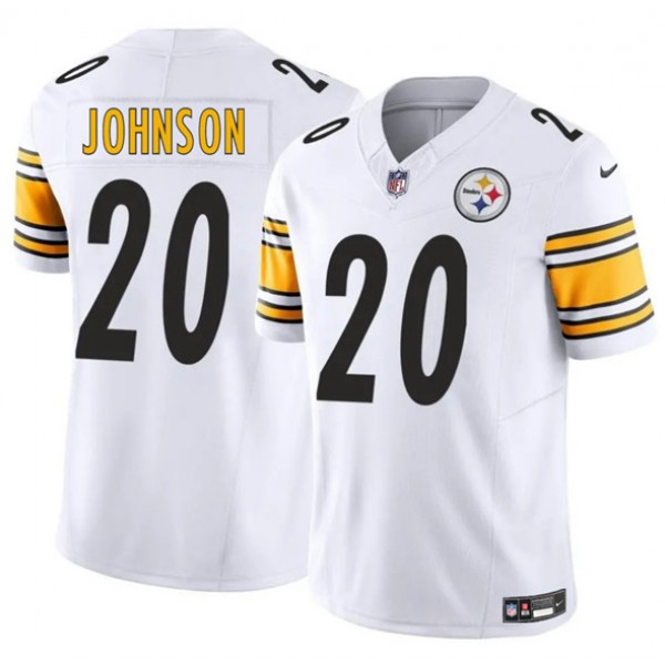 Pittsburgh Steelers #20 Kaleb Johnson White 2025 Draft F.U.S.E. Vapor Limited Stitched Jersey