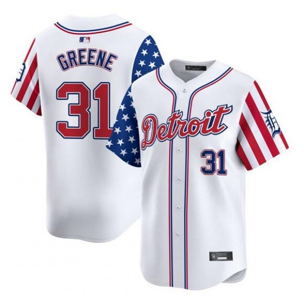 Detroit Tigers #31 Riley Greene White 2025 Independence Day Vapor Premier Limited Stitched Jersey