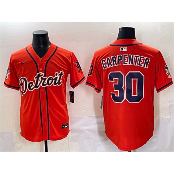 Detroit Tigers #30 Kerry Carpenter Orange With Patch Vapor Premier Limited Stitched Jersey