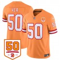 Tampa Bay Buccaneers #50 Vita Vea Orange 2025 F.U.S.E. 50th Anniversary Patch Vapor Untouchable Limited Stitched Jersey