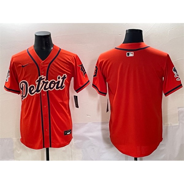 Detroit Tigers Blank Orange With Patch Vapor Premier Limited Stitched Jersey