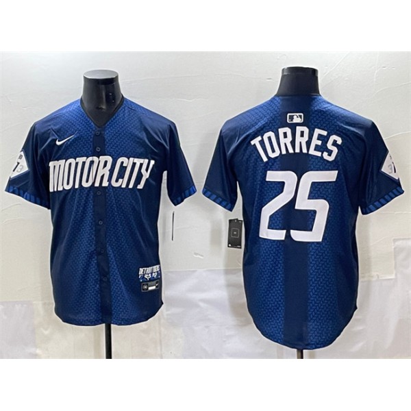 Detroit Tigers #25 Gleyber Torres Navy City Connect Cool Base Limited Stitched Jersey